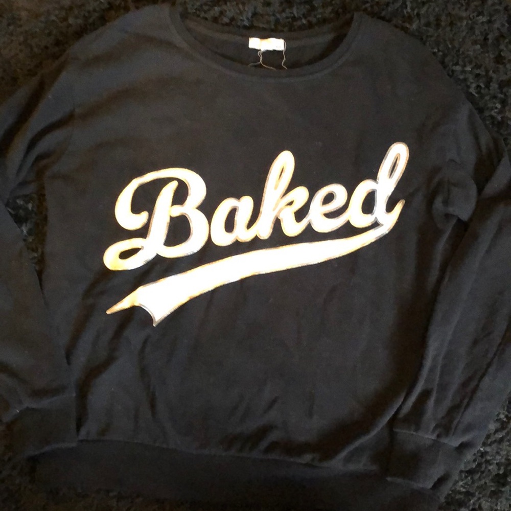 “Baked” black crew neck